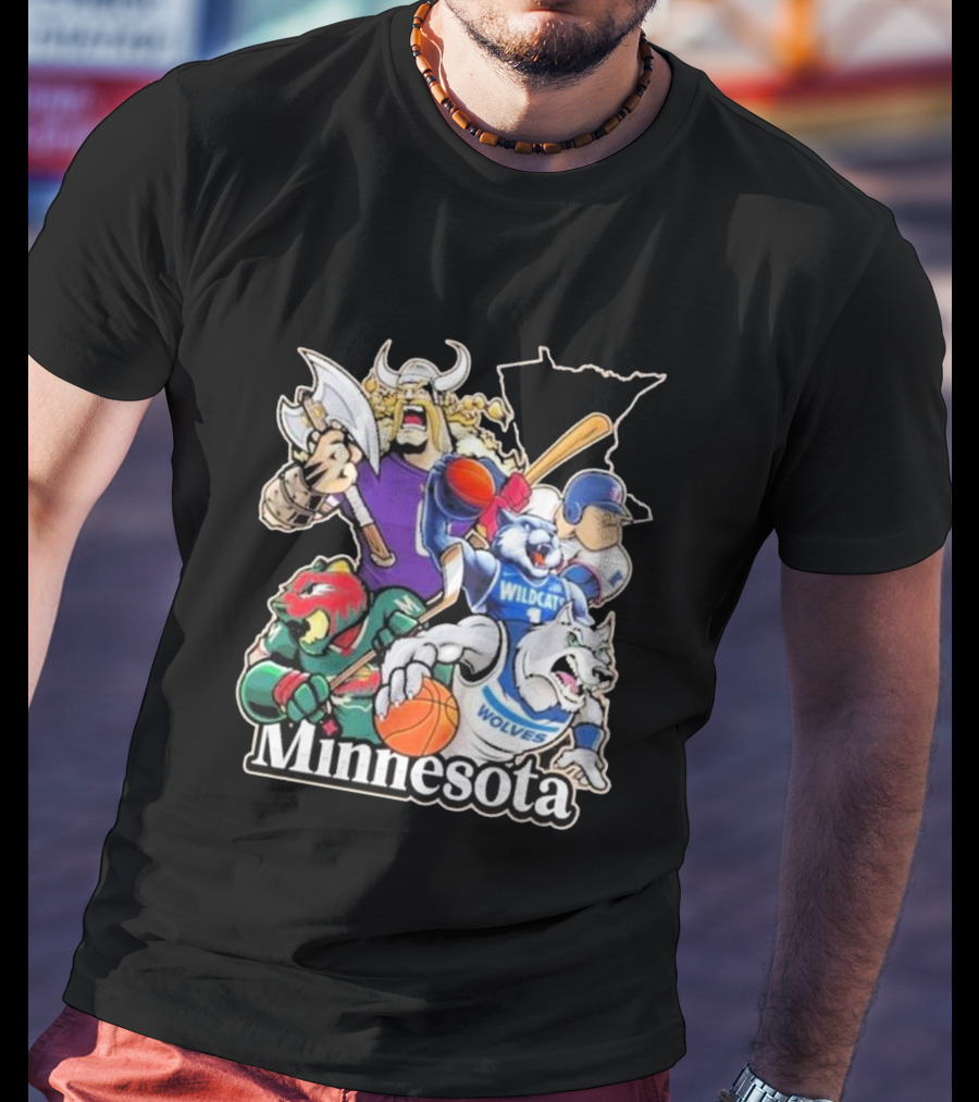 Minnesota Vikings Wildcat Wolves Sports Teams Mascots Vintage T-Shirt