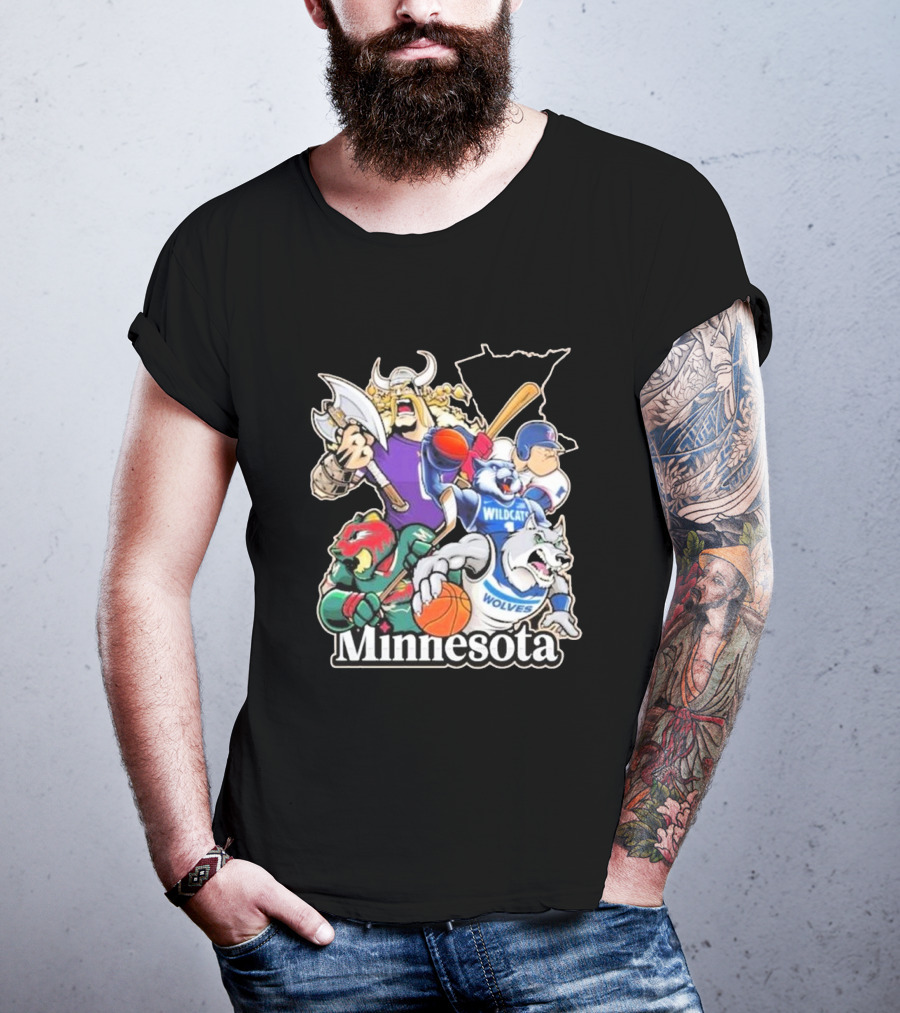 Minnesota Vikings Wildcat Wolves Sports Teams Mascots Vintage T-Shirt