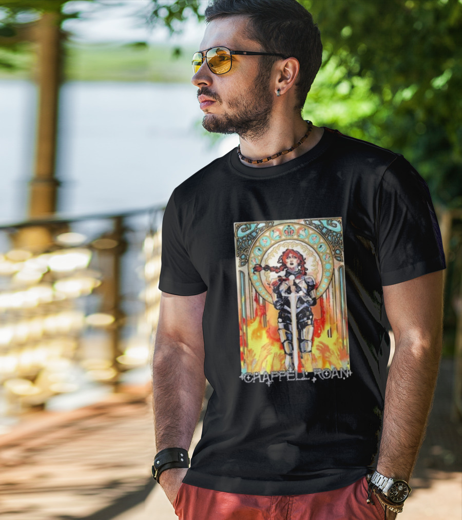 Chappell Roan Knight Armor Flame Background T-Shirt