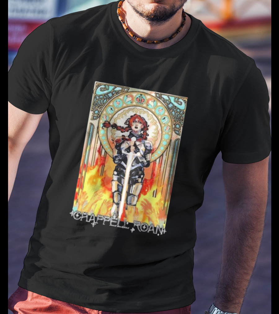 Chappell Roan Knight Armor Flame Background T-Shirt