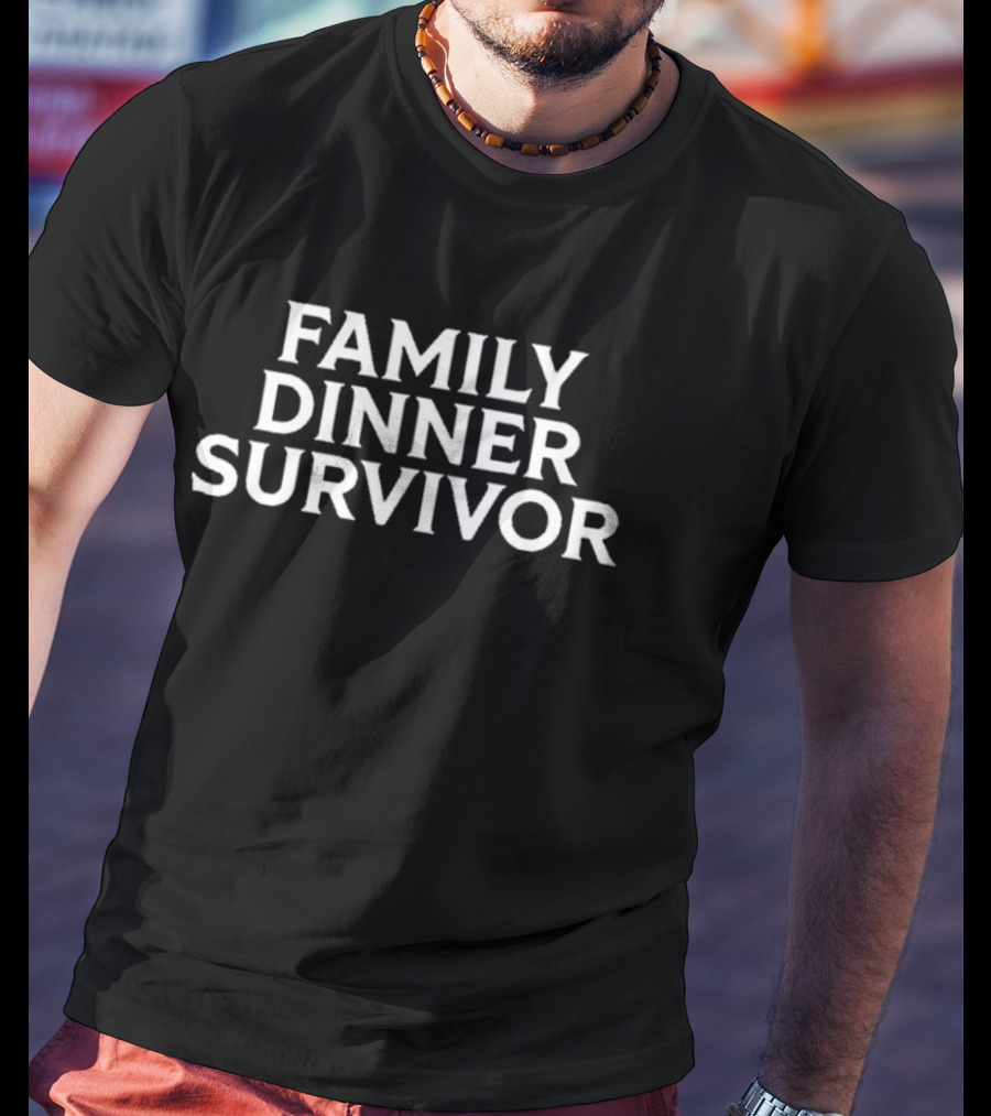 FAMILY DINNER SURVIVOR Vintage Typography T-Shirt