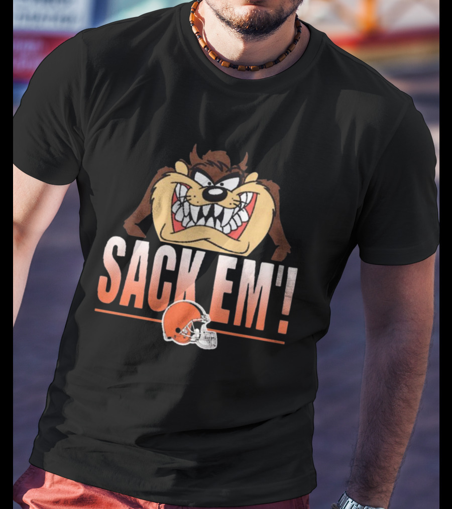 Looney Tunes Taz Sack Em’ Cleveland Browns NFL T-Shirt