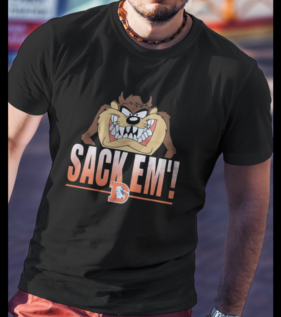 Sack Em' Taz Looney Tunes X Denver Broncos NFL T-Shirt