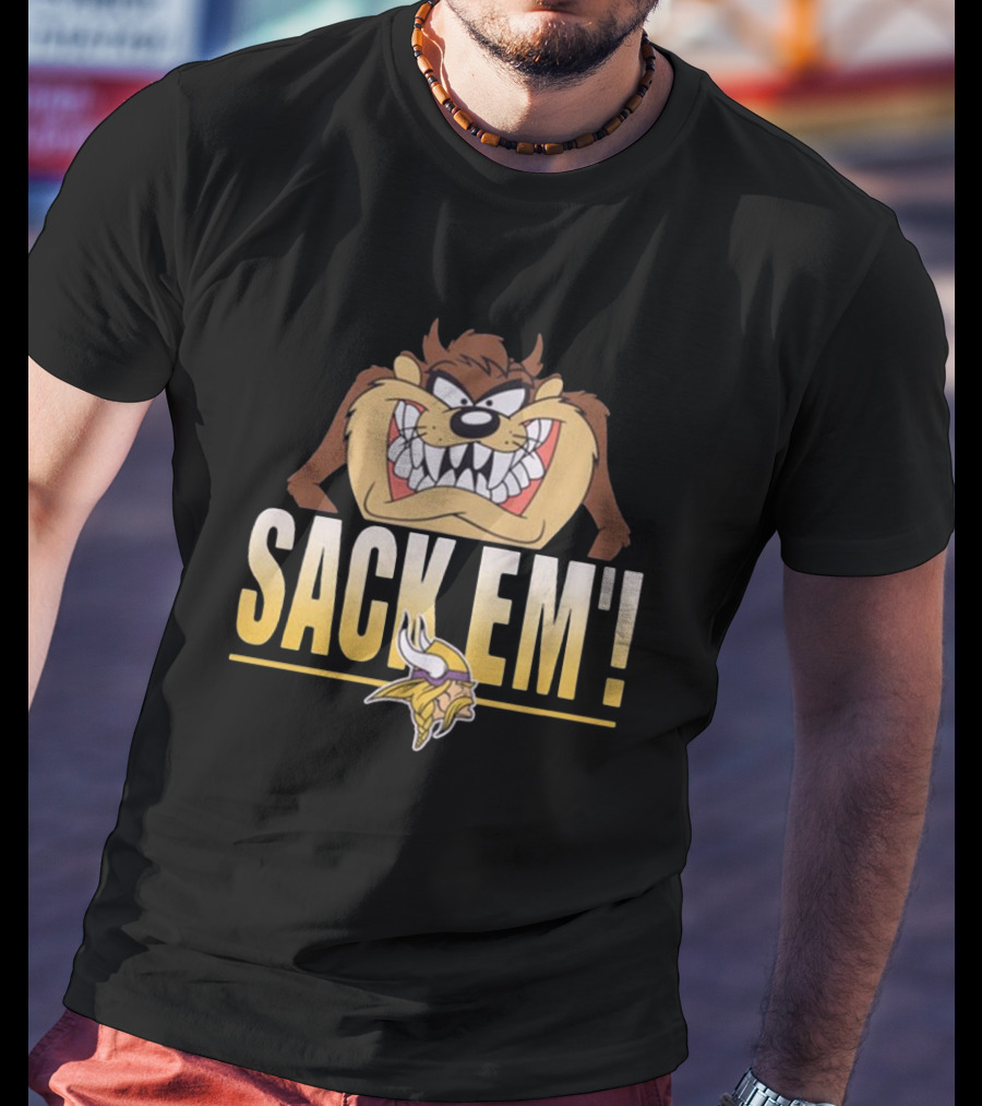 Looney Tunes Taz Sack Em’ Minnesota Vikings NFL T-Shirt
