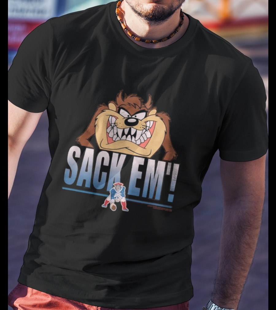Sack Em' Looney Tunes Taz X New England Patriots NFL T-Shirt