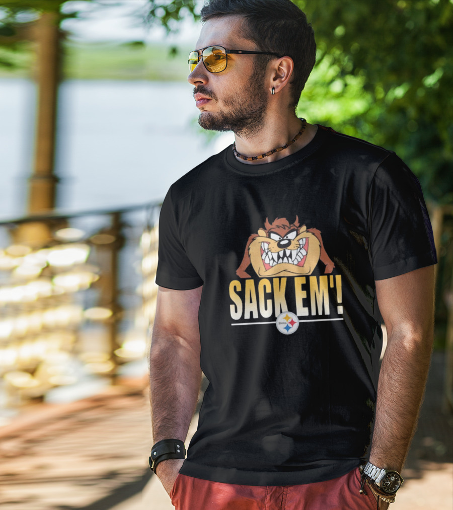 Looney Tunes Taz Sack Em’ Pittsburgh Steelers NFL T-Shirt
