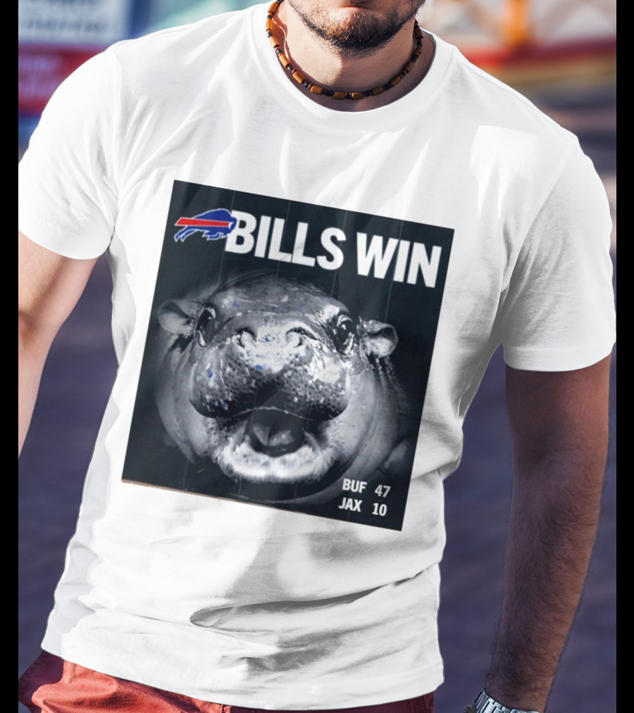 BILLS WIN Buffalo Bills Mafia GoBills Moodeng BUF 47 JAX 10 T-Shirt