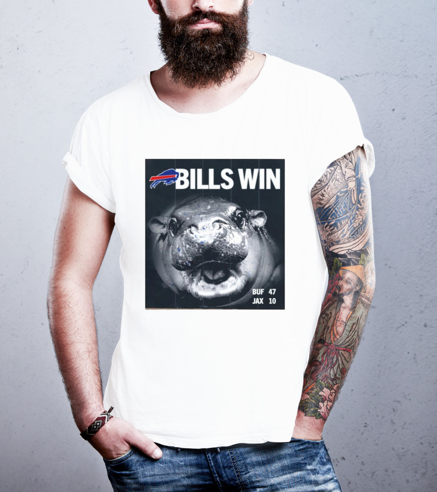 BILLS WIN Buffalo Bills Mafia GoBills Moodeng BUF 47 JAX 10 T-Shirt