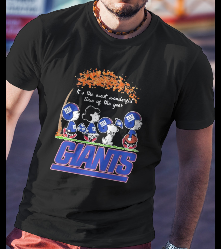 Peanuts Characters New York Giants Most Wonderful Time Of The Year Giants T-Shirt