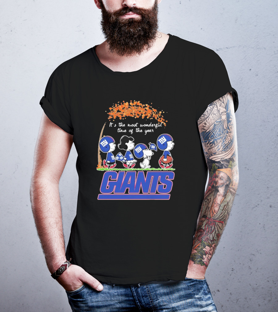 Peanuts Characters New York Giants Most Wonderful Time Of The Year Giants T-Shirt