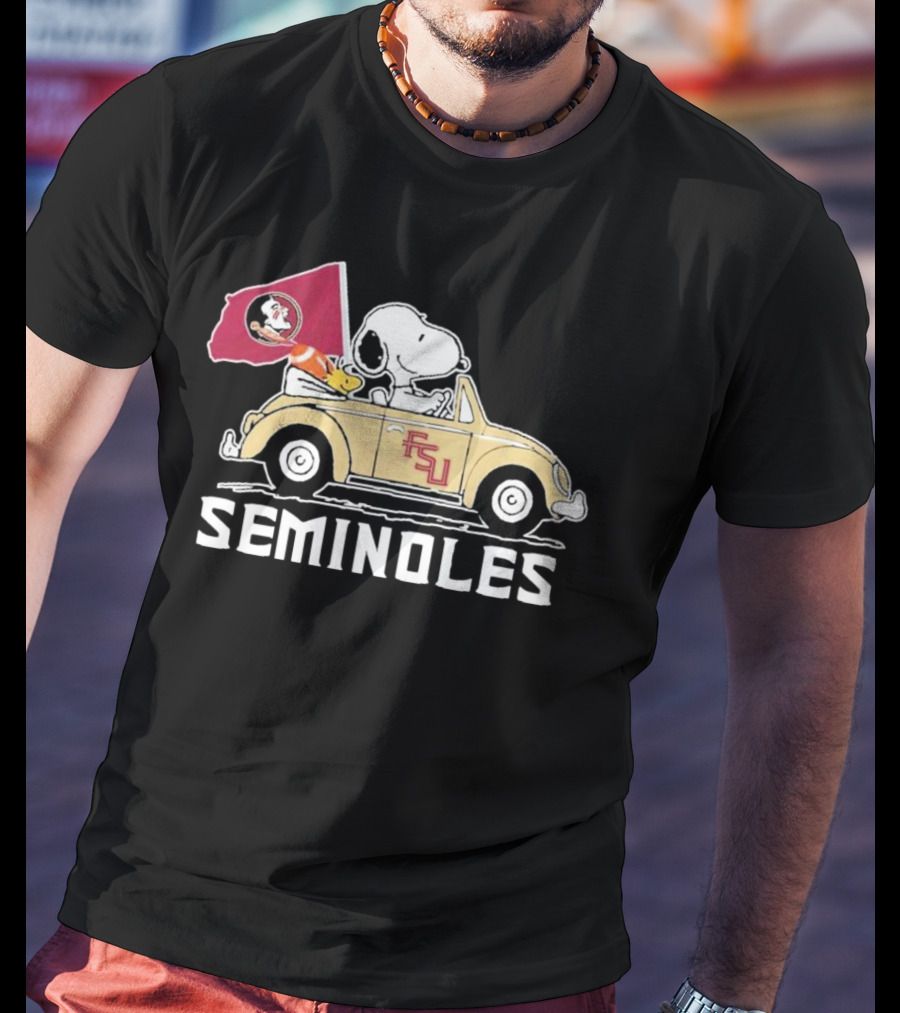 Peanuts Snoopy And Woodstock Florida State Seminoles FSU Car Seminoles T-Shirt