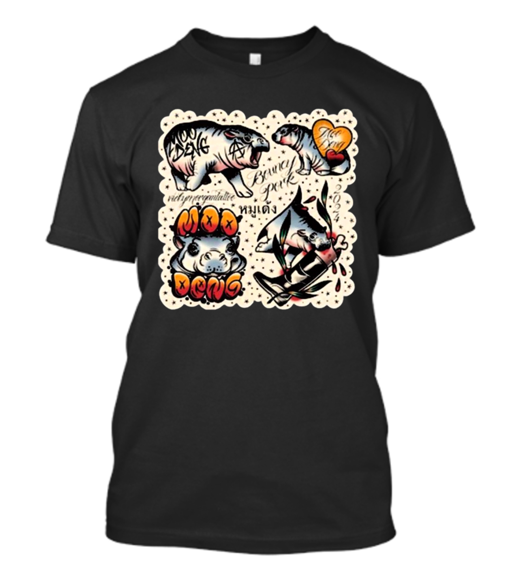 Vicky Morgan Tattoo Art Moo Deng Bouncy Pork T-Shirt
