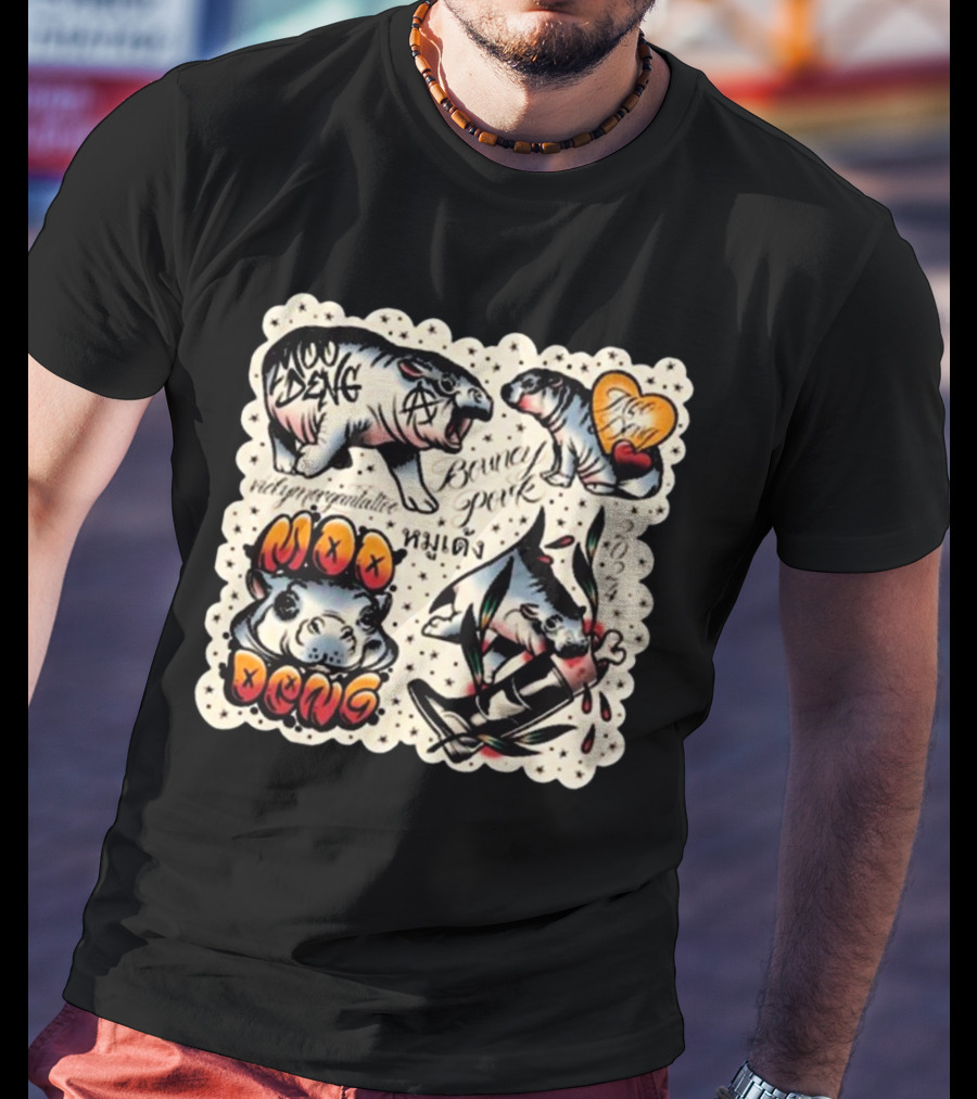 Vicky Morgan Tattoo Art Moo Deng Bouncy Pork T-Shirt