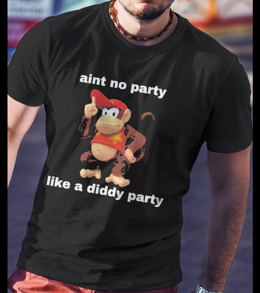 Aint No Party Like A Diddy Party Funny Meme Monkey With Red Hat And Star T-Shirt