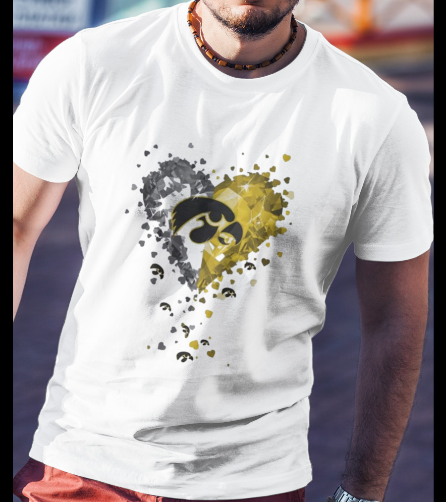 Heart Diamonds Crystal Hawkeyes Iowa Heart T-Shirt