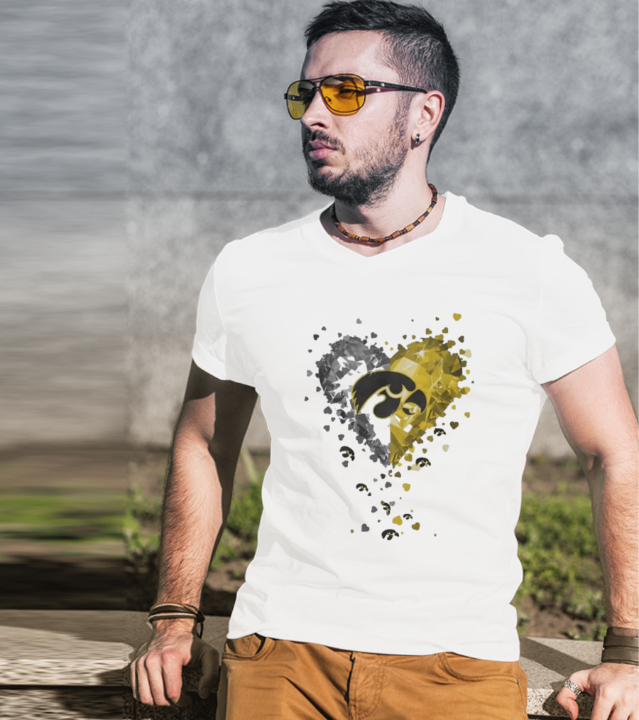 Heart Diamonds Crystal Hawkeyes Iowa Heart T-Shirt