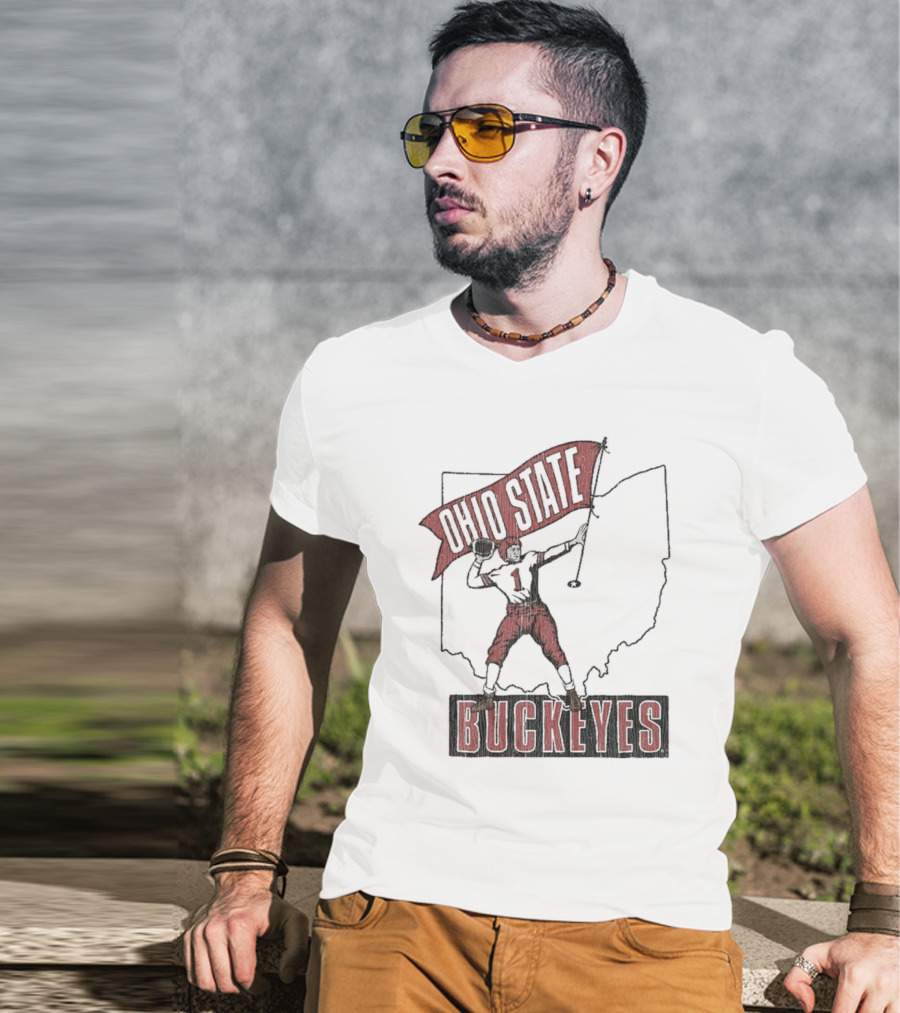 Ohio State Buckeyes Player #1 Vintage Football Home Territory T-Shirt