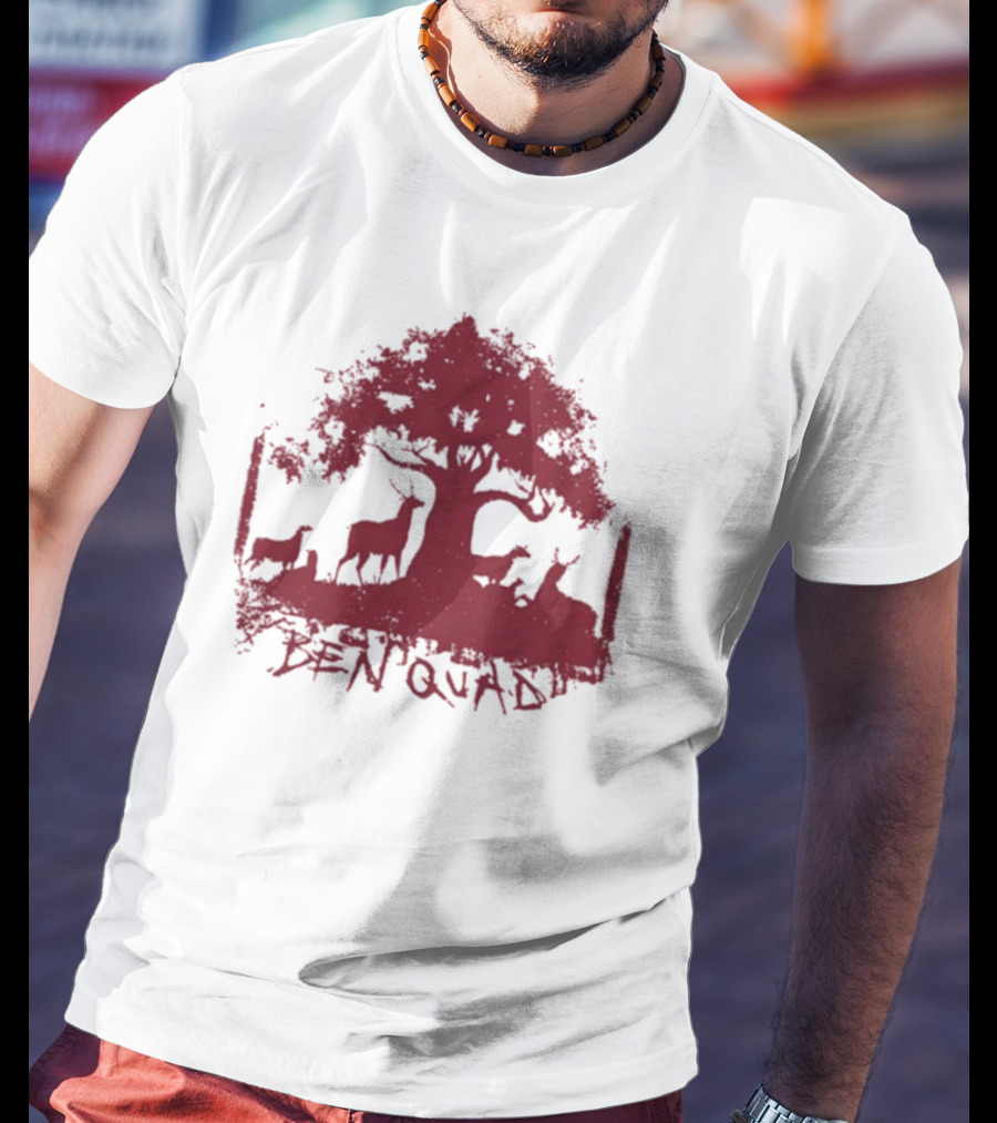Ben Quad Deer Under Red Tree Natural Pure Noise T-Shirt