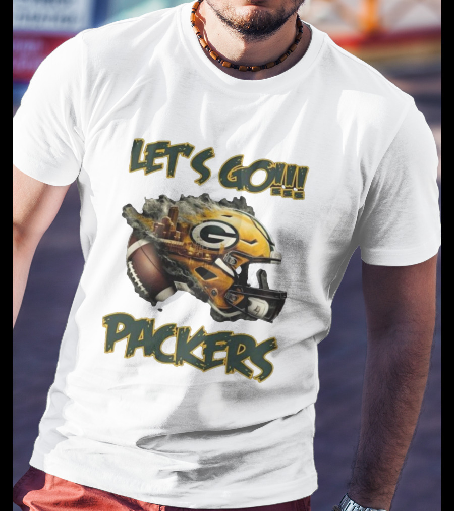 Let’s Go Packers Helmet Green Bay Football Match T-Shirt