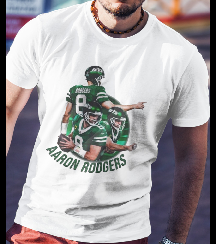 Aaron Rodgers New York Jets NFL Quarterback Number 8 T-Shirt