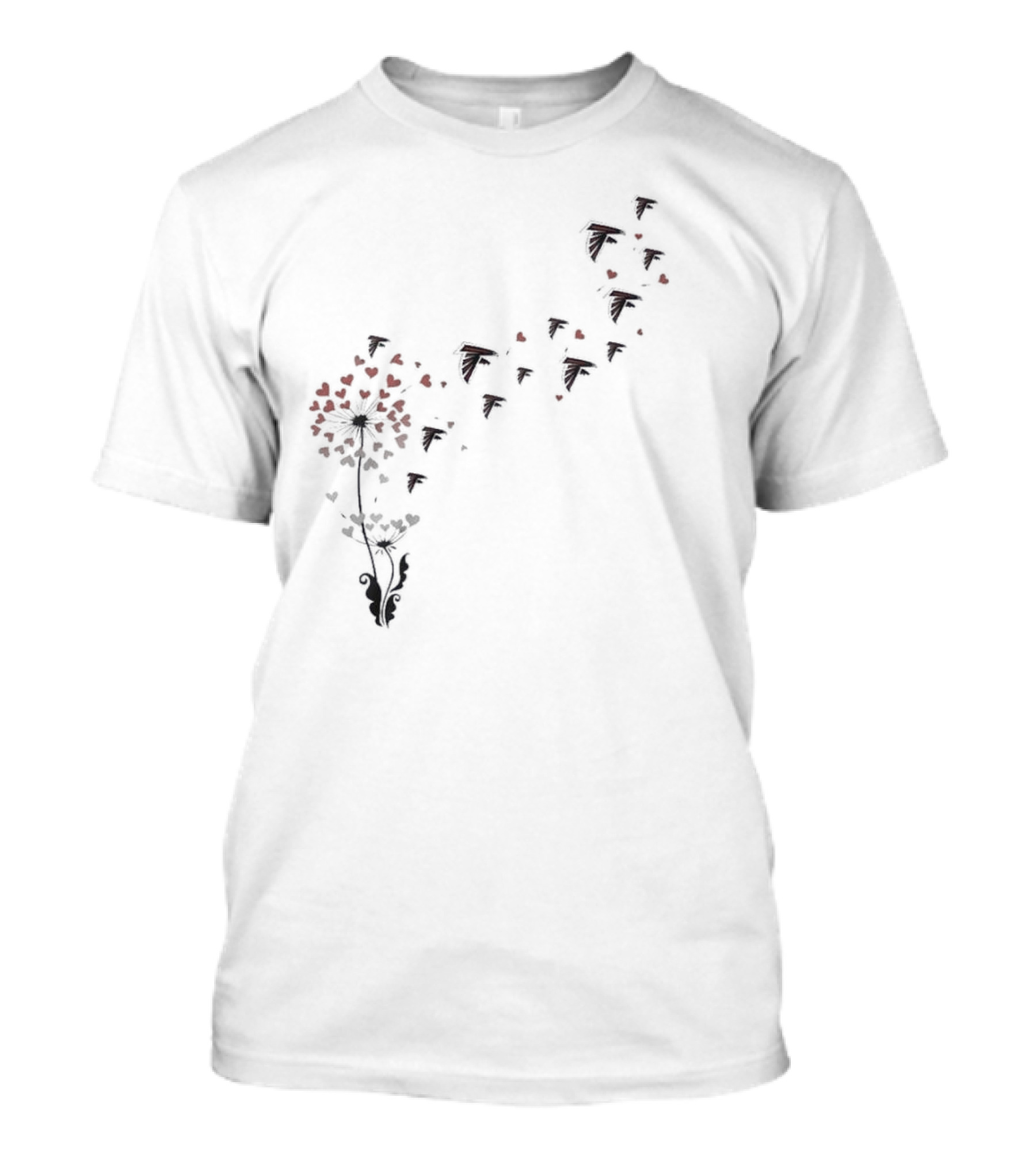 Atlanta Falcons Dandelion Heart Florals T-Shirt