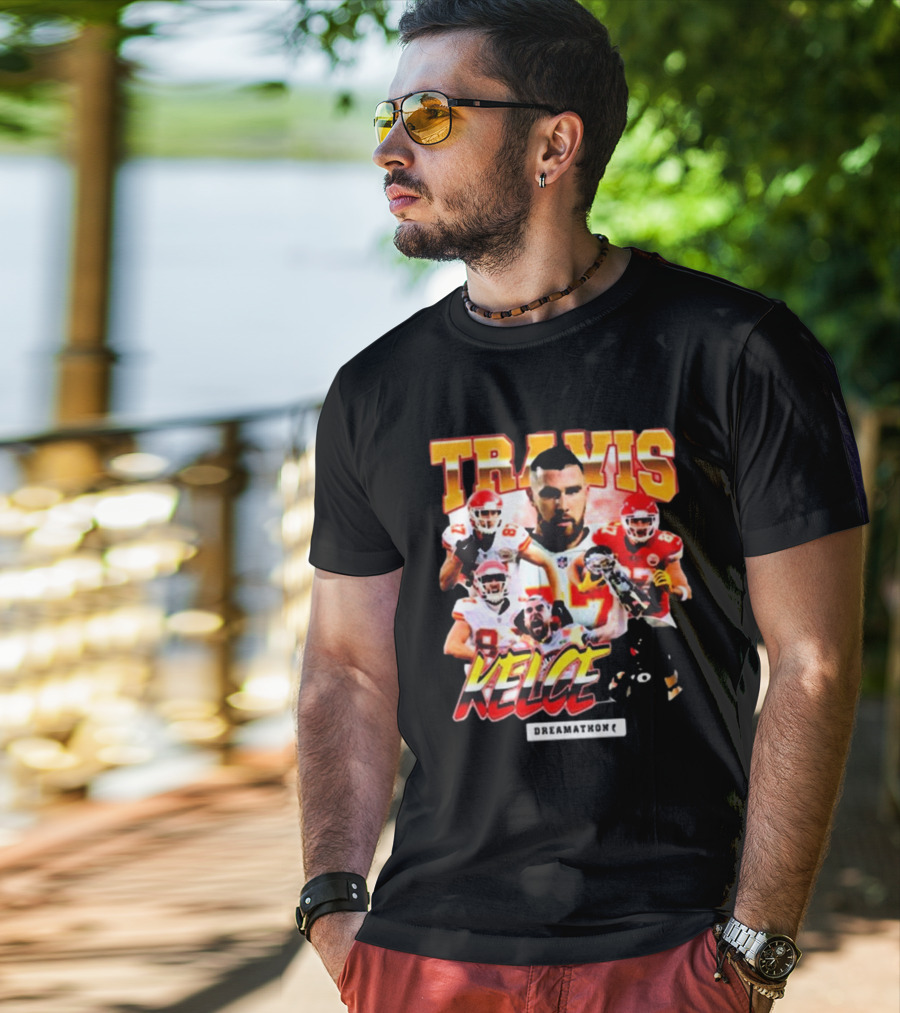 Travis Kelce Kansas City Chiefs Dreamathon Football Player Collage T-Shirt