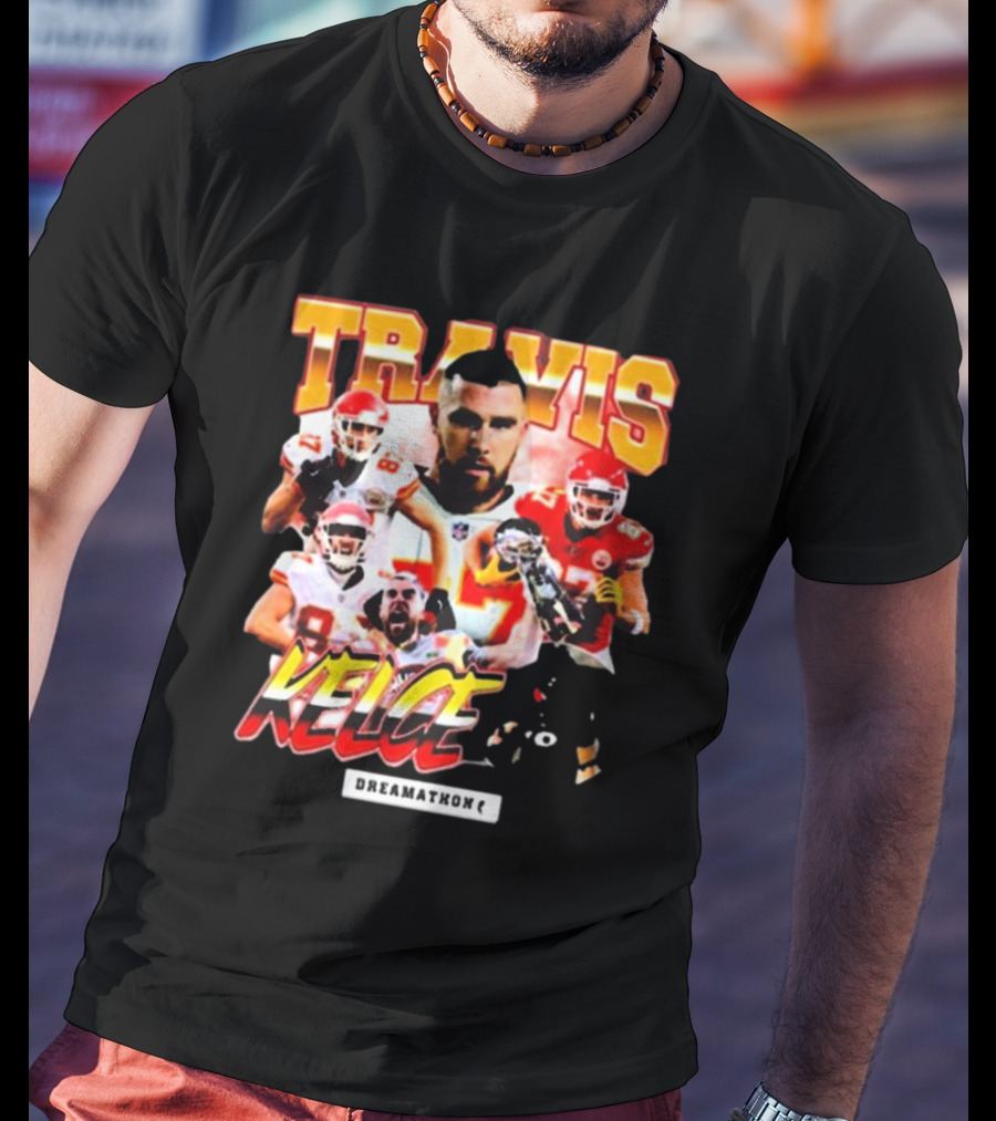 Travis Kelce Kansas City Chiefs Dreamathon Football Player Collage T-Shirt