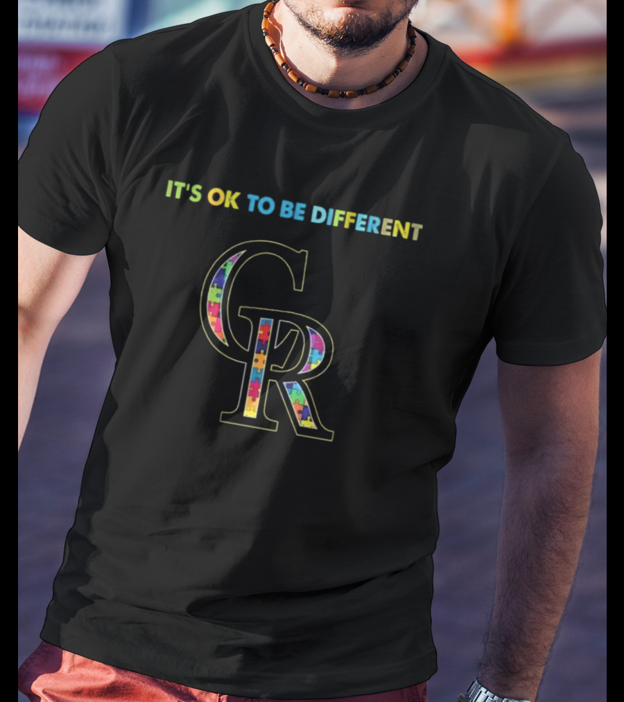 IT'S OK TO BE DIFFERENT MLB Colorado Rockies Autism T-Shirt
