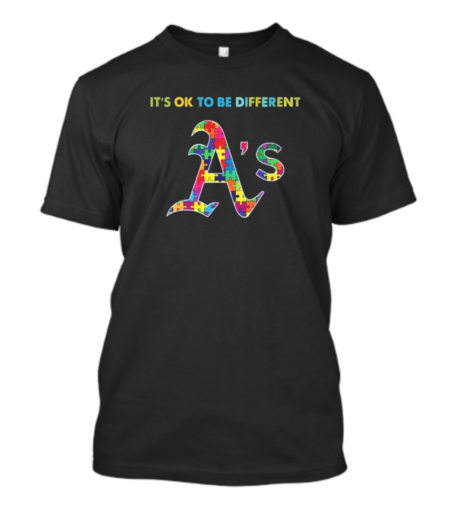 Oakland Athletics It's OK To Be Different Autism Puzzle T-Shirt