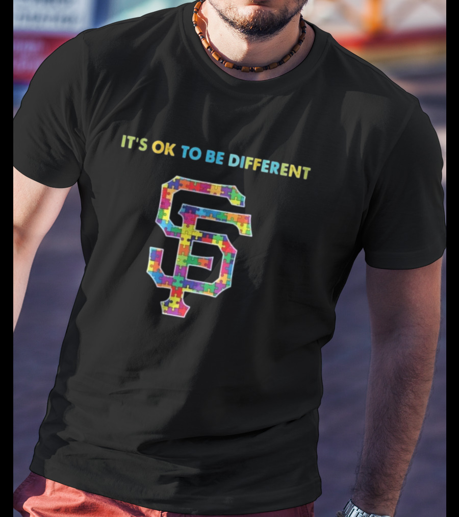 MLB San Francisco Giants It's OK To Be Different Autism Puzzle Pattern T-Shirt