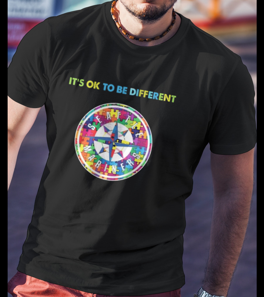 IT'S OK TO BE DIFFERENT Seattle Mariners Autism T-Shirt