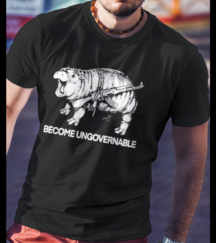 Moo Dang Hippo With Rifle Become Ungovernable T-Shirt