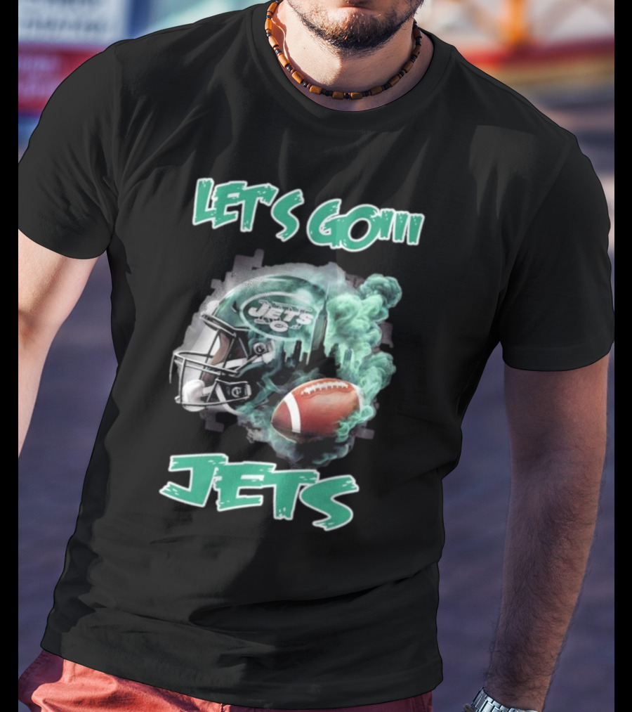 Let’s Go New York Jets Vintage Helmet And Football T-Shirt