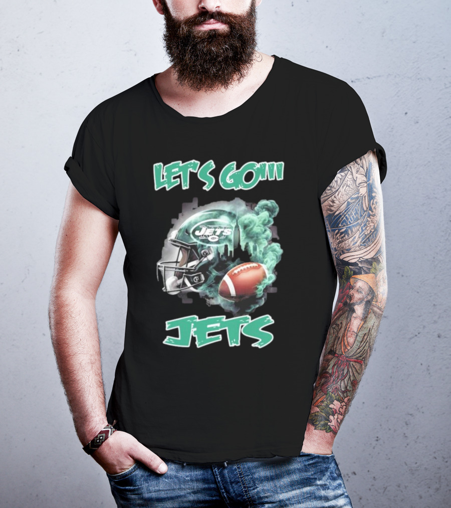 Let’s Go New York Jets Vintage Helmet And Football T-Shirt