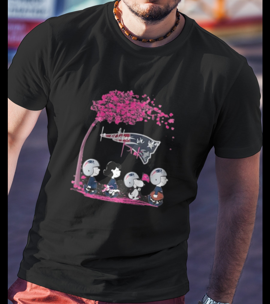 Peanuts Characters New England Patriots October We Wear Pink T-Shirt