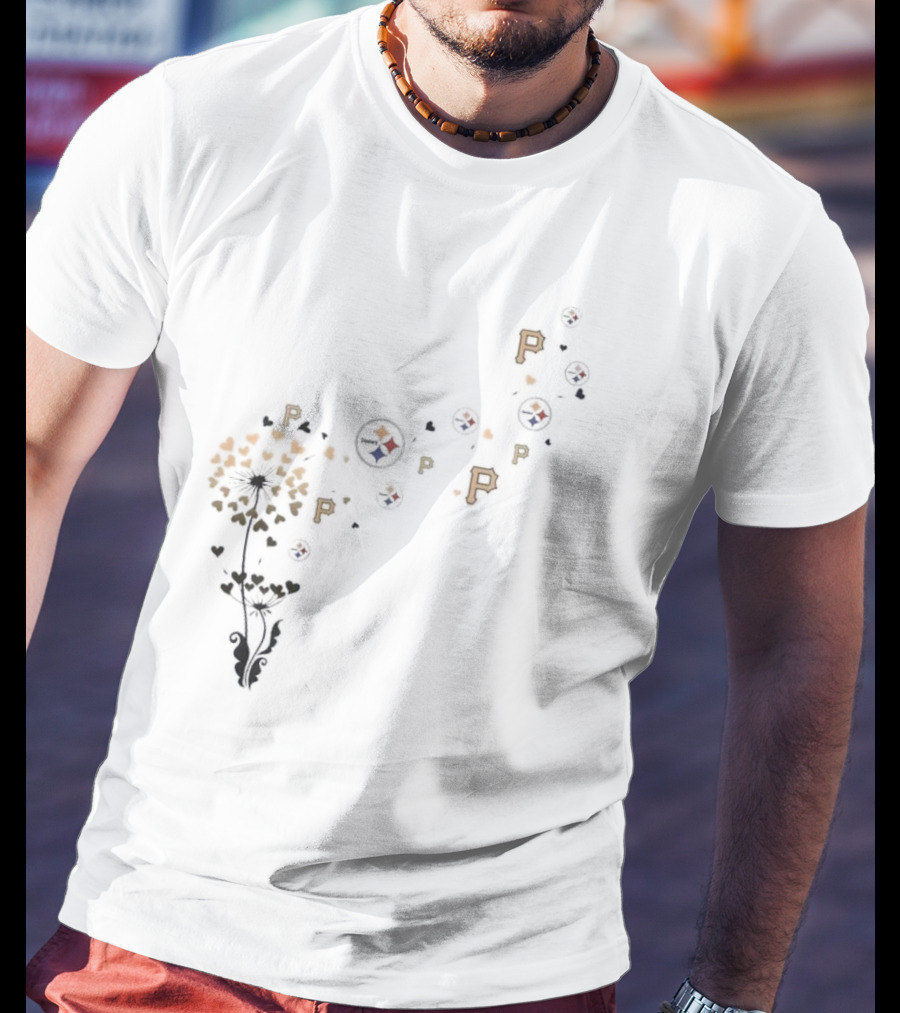 Pittsburgh Sports Teams Icons With Floral Dandelion Elements T-Shirt