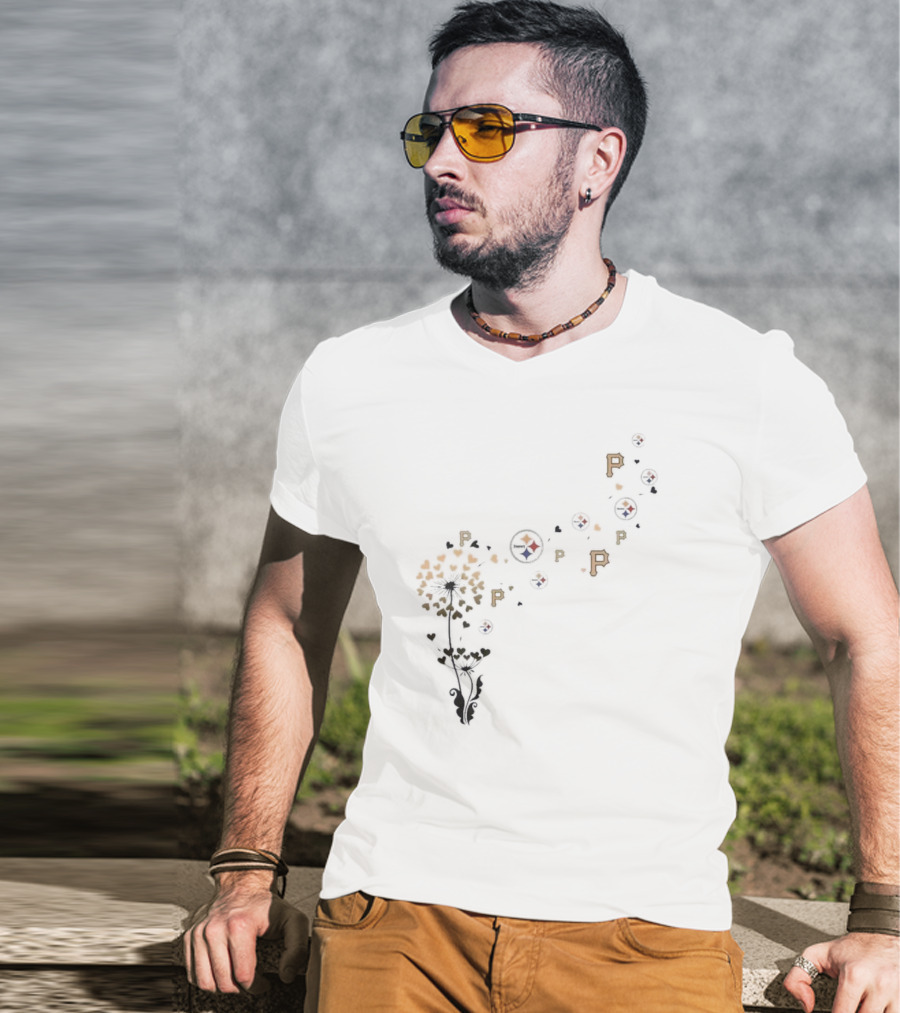 Pittsburgh Sports Teams Icons With Floral Dandelion Elements T-Shirt