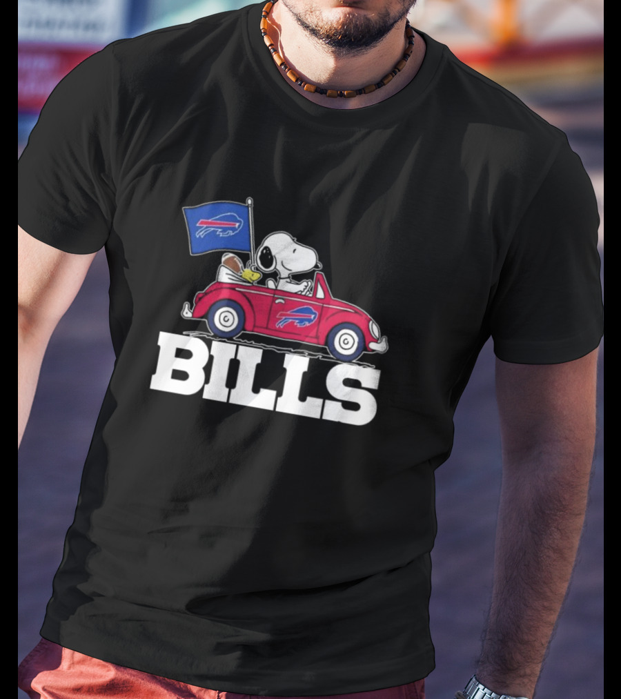 Snoopy Woodstock Driving Car Buffalo Bills T-Shirt