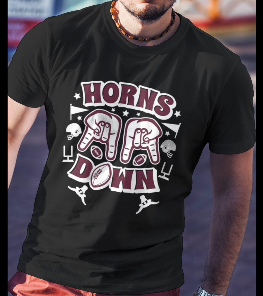 Texas A&M Horns Down Football Helmets Touchdown T-Shirt