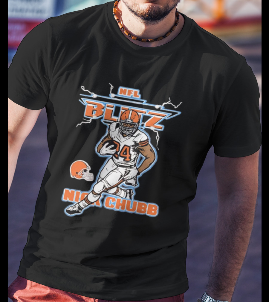 Nick Chubb Cleveland Browns NFL Blitz 24 Lightning T-Shirt