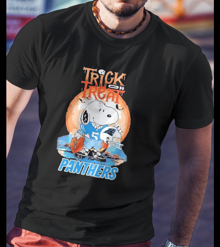 Trick Or Treat Snoopy Panthers Carolina NFL Inspired T-Shirt