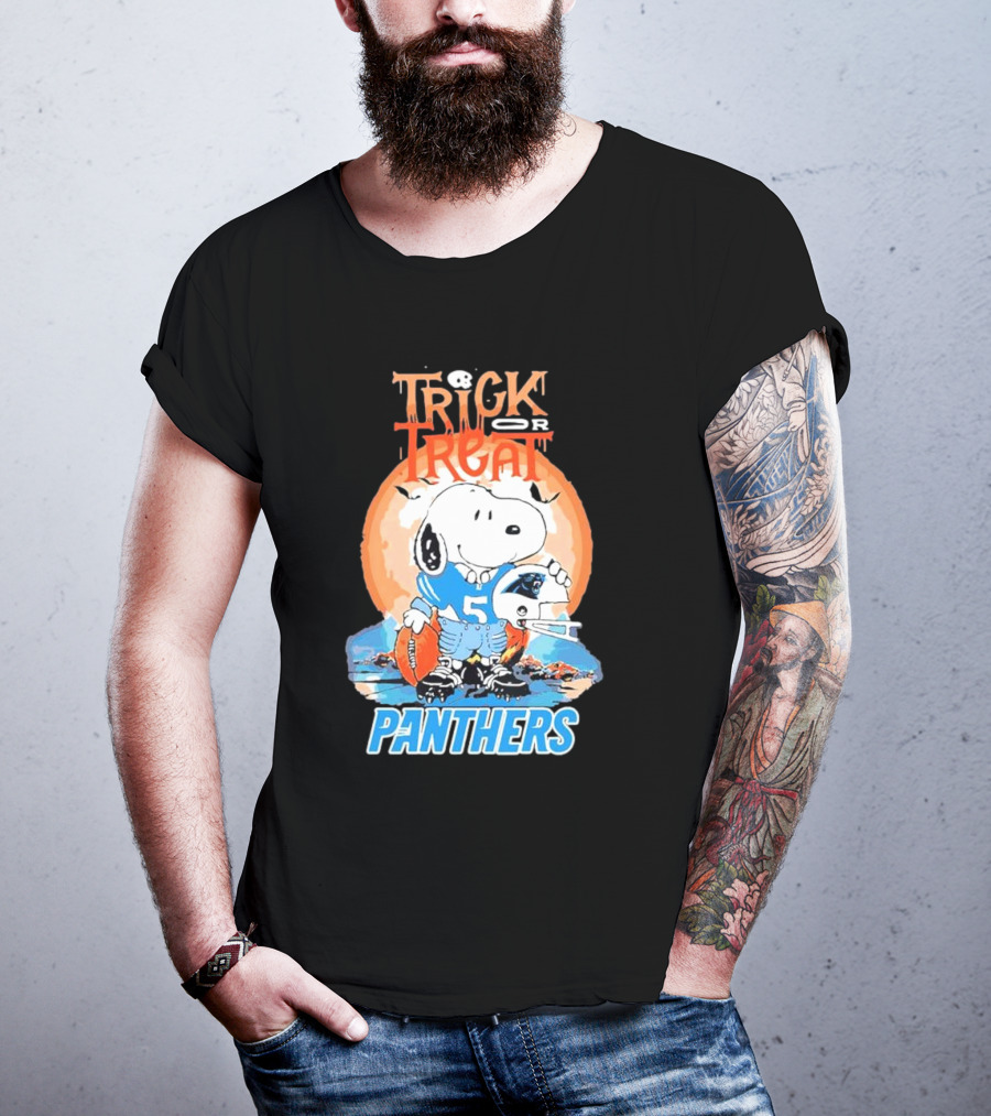 Trick Or Treat Snoopy Panthers Carolina NFL Inspired T-Shirt