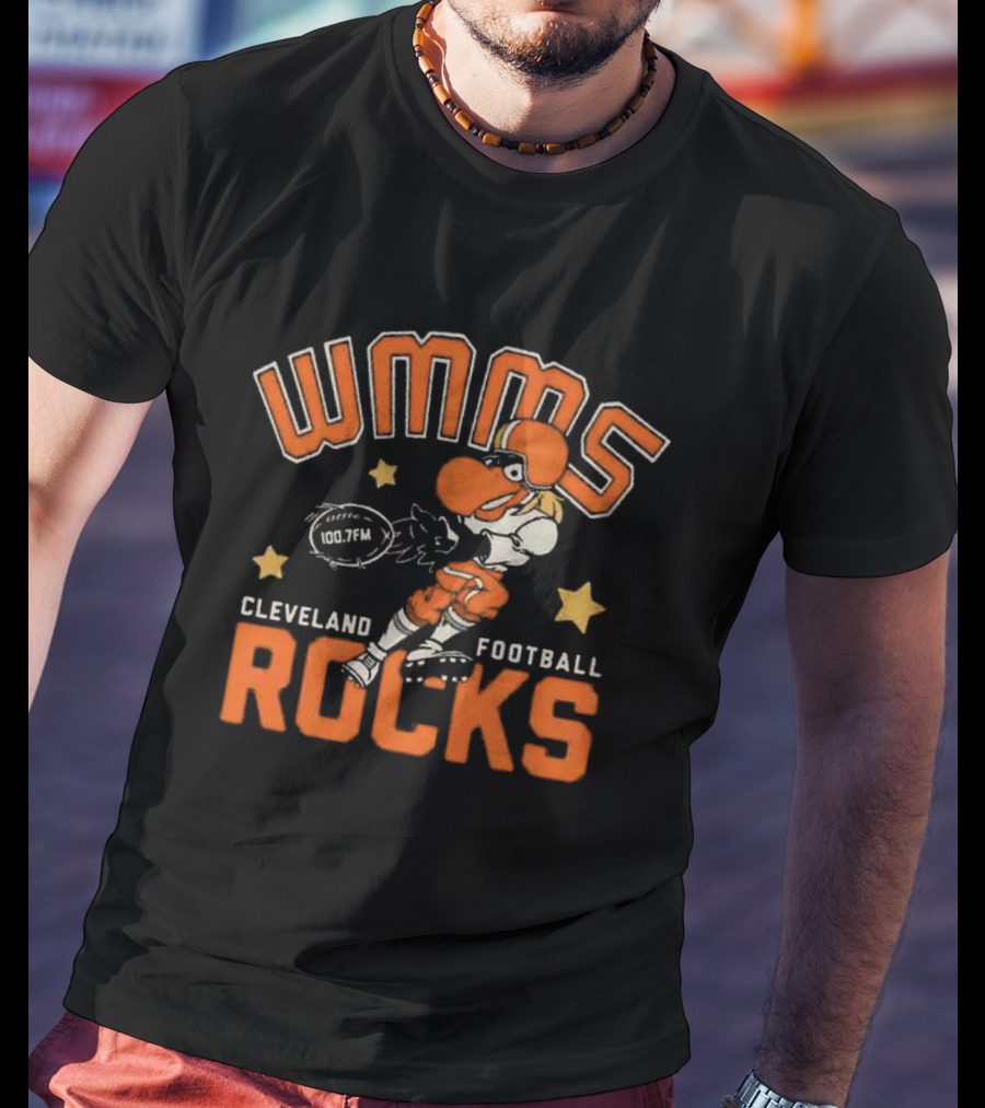 WMMS 100.7FM Cleveland Football Rocks Mascot T-Shirt