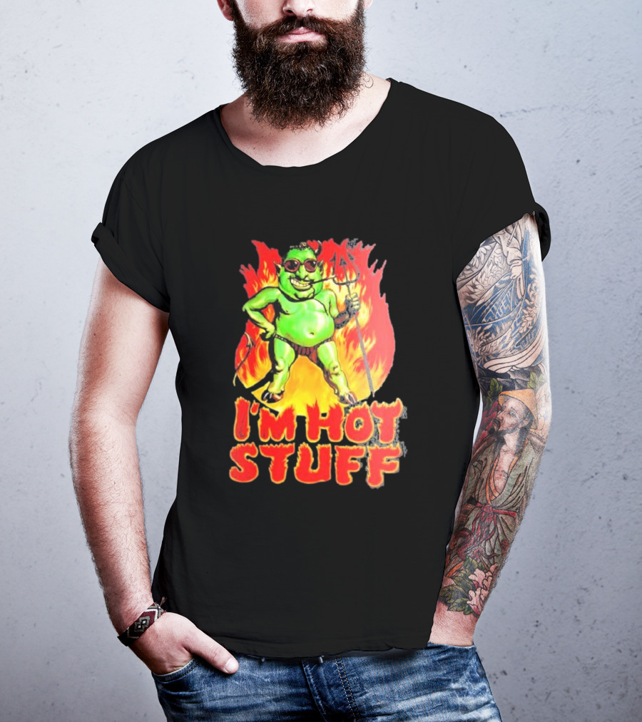 I’m Hot Stuff Devil With Pitchfork And Flames T-Shirt
