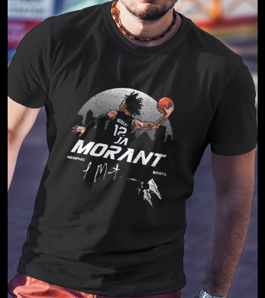Ja Morant Memphis Grizzlies 12 Skyline NBPA Signature T-Shirt