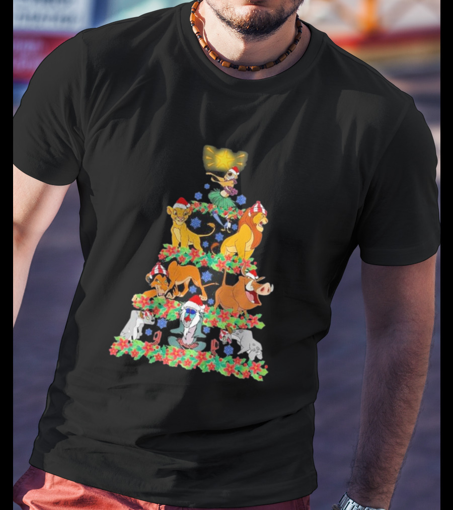 Lion King Characters Christmas Tree Very Merry Xmas Party T-Shirt