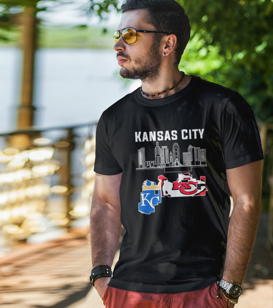 Kansas City Skyline With Chiefs And Royals T-Shirt