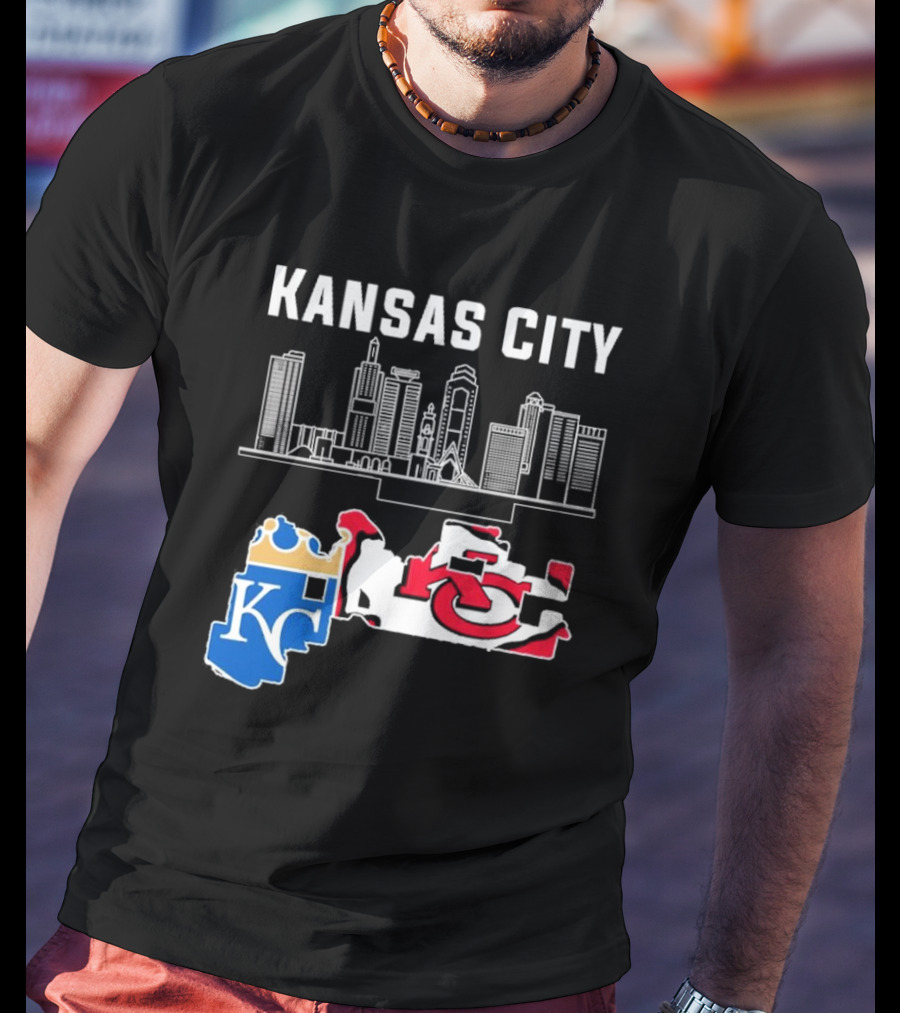 Kansas City Skyline With Chiefs And Royals T-Shirt