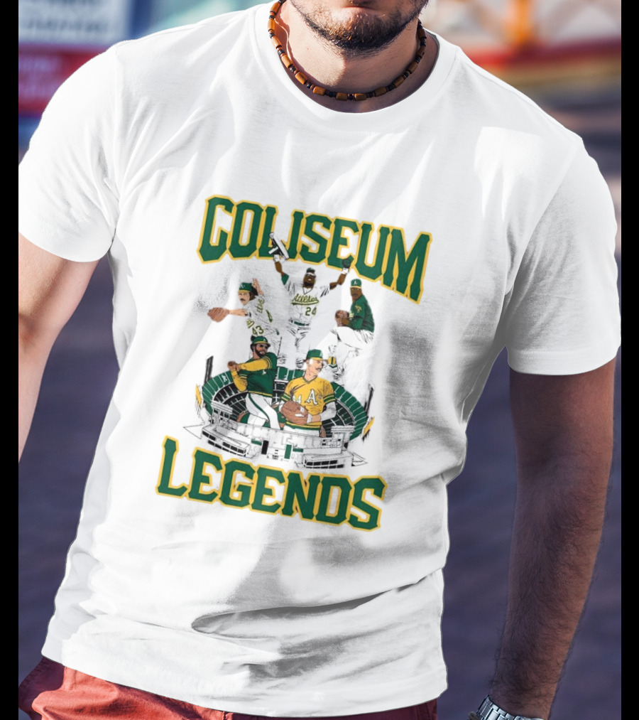 Oakland Athletics A’s Coliseum Legends Baseball Players Caricature T-Shirt