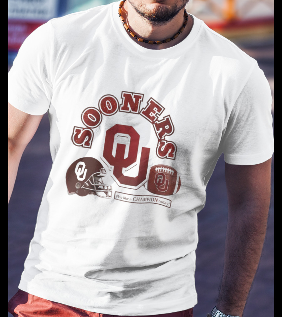 Oklahoma Sooners OU Helmet Football Play Like A Champion Today T-Shirt